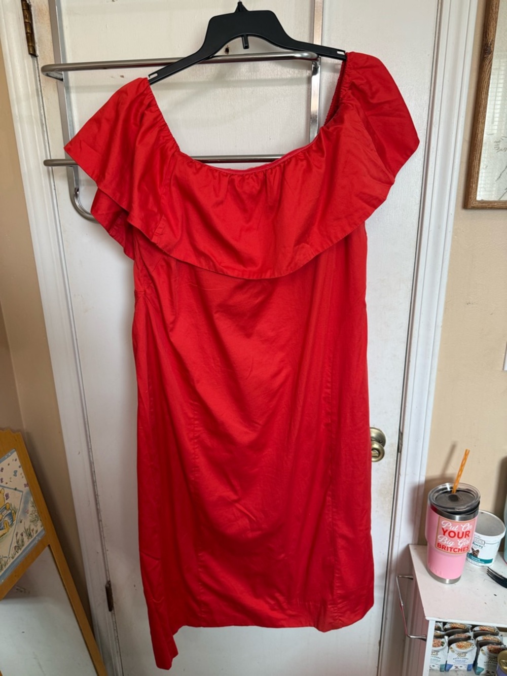Old Navy Red Off-Shoulder Ruffle Midi Dress
